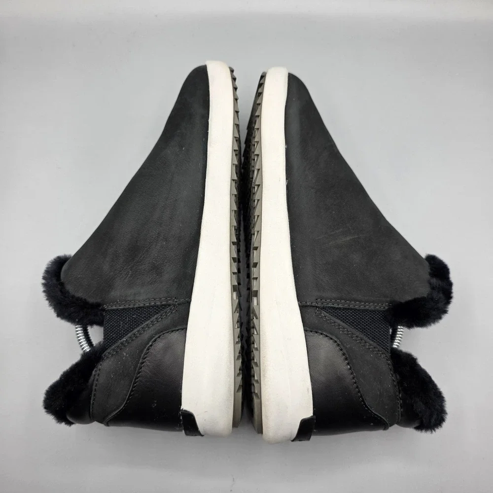 Olukai Malua Hulu Booties Womens 6.5 Black Leather Sheepskin Lined Warm Winter‎